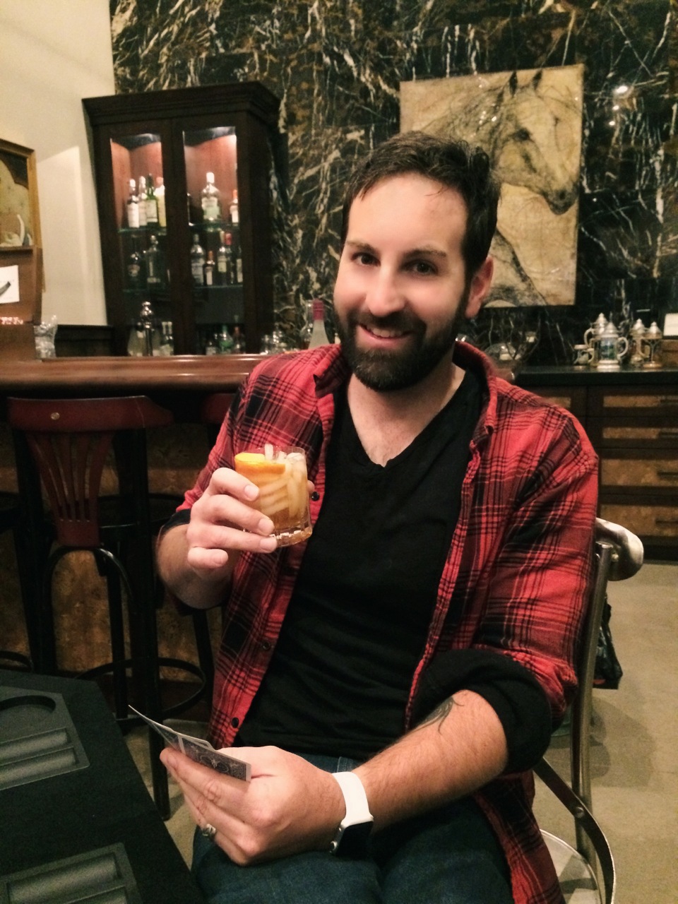 Josh Kelley Enjoying A Cocktail