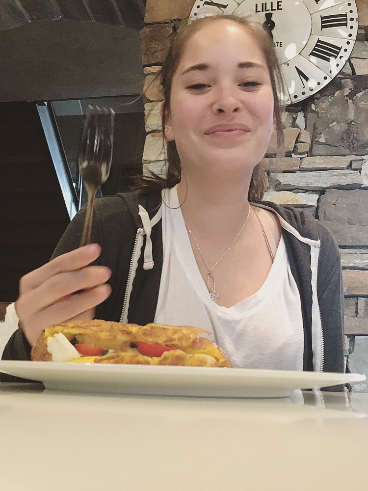 Maddie went for the classic cheese and tomato omelet