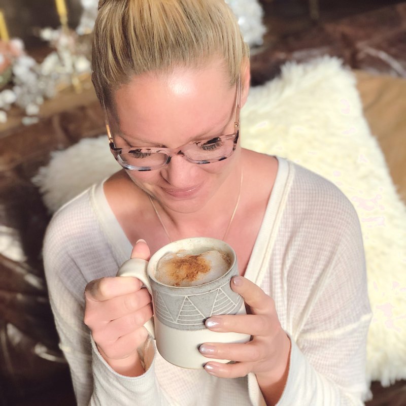 Katherine Heigl Drinking Matcha Chai Latte
