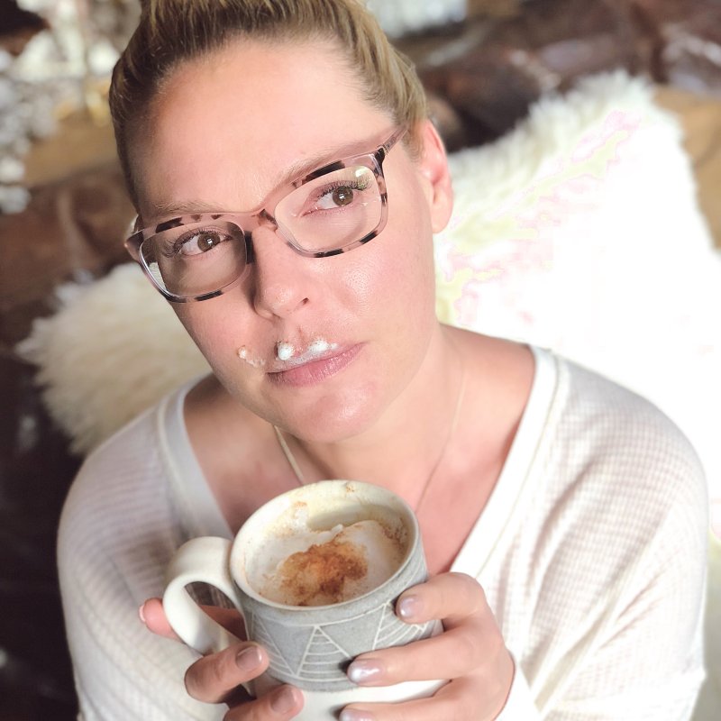 Katherine Heigl Drinking Matcha Chai Latte