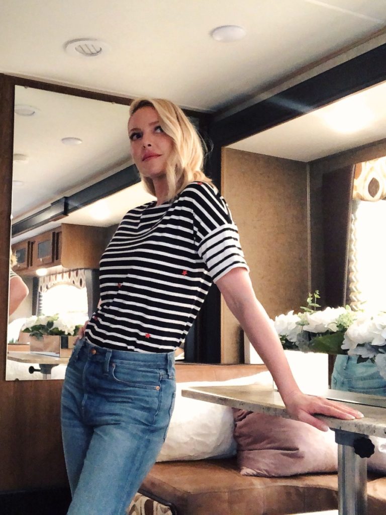 Katherine Heigl In Her Trailer For TV Show Suits